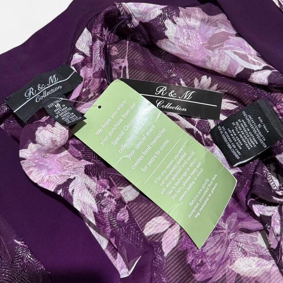 NWT R&M Collection Dark Purple & Silver Shimmery Sheer Floral Kimono Cardigan 16 - Picture 8 of 8